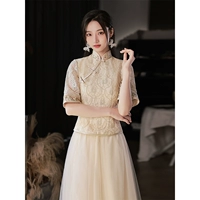 Длинный, цвета шампанского, средней длины