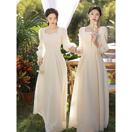 Платье подружки невесты, зимний демисезонный лонгслив, коллекция 2023, цвета шампанского, по фигуре, для подружки невесты