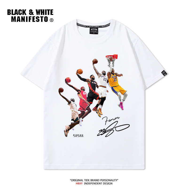 James' Fifth Era Dunk Print Commemorative Edition Short-Sleeve T-Shirt Men's Basketball Casual Loose Trendy Half-Sleeve Summer James' Fifth Era Dunk Print Commemorative Edition Short-Sleeve T-Shirt Men's Basketball Casual Loose Trendy Half-Sleeve Summer
