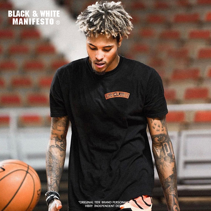 Sun Team Uwellye's Same Style Printed Short-Sleeved T-Shirt, American Retro Basketball Crew Neck Cotton Casual Clothing ins Trendy Men's Wear