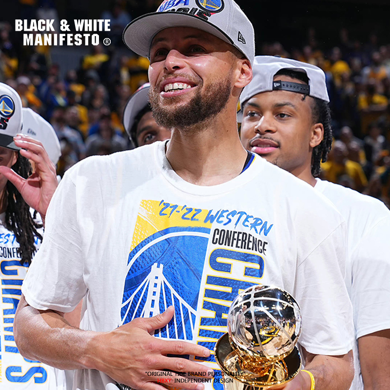 Warriors Western Champions Commemorative T-Shirt Golden Blood Basketball Men's Thompson Curry Same Style Short Sleeve Summer Trend Warriors Western Champions Commemorative T-Shirt Golden Blood Basketball Men's Thompson Curry Same Style Short Sleeve Summer Trend