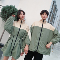 Couple clothing 2019 Autumn New Korean color matching long windbreaker coat female loose student fashion jacket tide