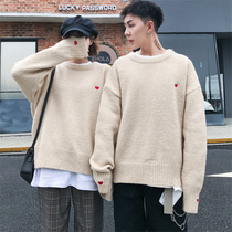 Couple clothing autumn and winter clothing new love lazy wind pullover sweater female thick Korean loose sweater coat tide
