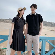 Couple dress summer new short sleeve T-shirt polo dress female niche design sense temperament Korean version you dress me skirt