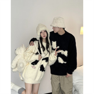 Mohair loose lazy style couple sweater