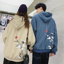 Huaqian Mushroom Chinese style couples autumn and winter New niche design sense hooded sweater long sleeve T-shirt student class clothes