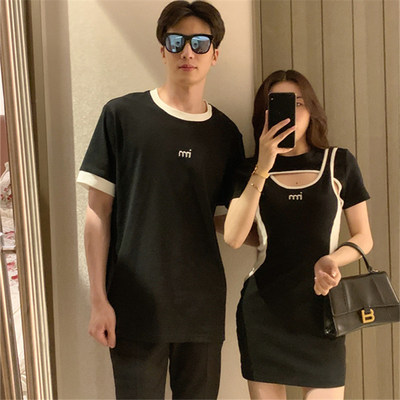 taobao agent Summer short sleeve T-shirt, small dress, skirt, couple clothing for lovers, french style, trend of season