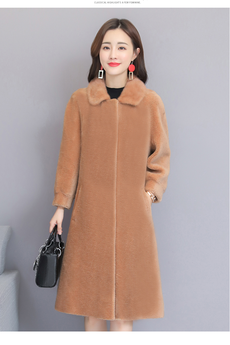 Haining lông áo khoác nữ 2019 mùa thu / mùa đông phụ nữ của mặc cashmere dài lông hạt một mảnh áo nữ chống mùa