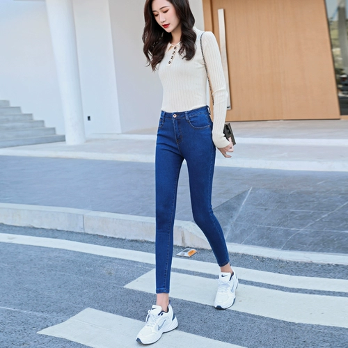 Джинсы, осенние черные штаны, высокая талия, 2020, в корейском стиле, по фигуре, в обтяжку