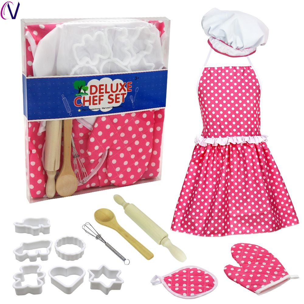 New dress up wine kitchen toy girl Cooking cooking kitchenware Children's kitchen supplies set Baking tools apron