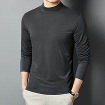 Modal half high collar men long sleeve T-shirt Spring and Autumn New slim trend inside base shirt solid color top