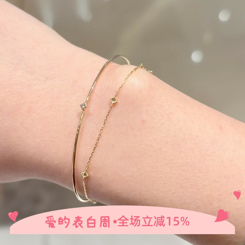 Special * Japanese Retro Simple Style 5 Diamond Versatile Exquisite Small Zircon Thin Bracelet for Women 925 Sterling Silver Gold-Plated