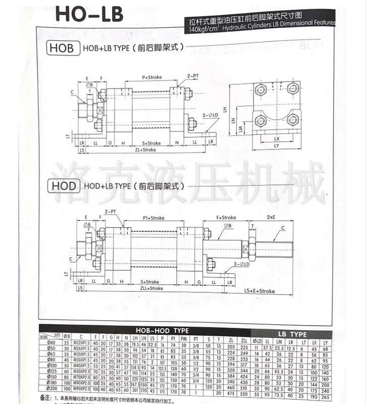 Trạm thủy lực khuôn xi lanh thủy lực hạng nặng HOB80/100/125*50 100 150 200 250 300