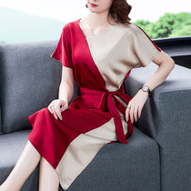 Acetate satin finish dress woman Summer 2022 new name Yuanyuan Big Brands Young Mother High-end Temperament Real Silk Mulberry Silk