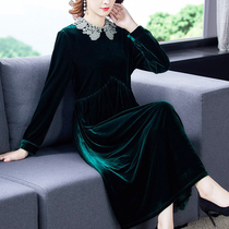 Golden velvet dress New lady Noble Lady Yang Qi 40-year-old Yuanyan Temperament High-end this years popular long dress