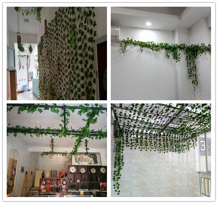 Mô phỏng cây nho lá nhựa hoa nho lớn lá xanh cây leo trang trí lá cây nho trần hoa giả cây xanh - Hoa nhân tạo / Cây / Trái cây cây hoa giả trang trí trong nhà