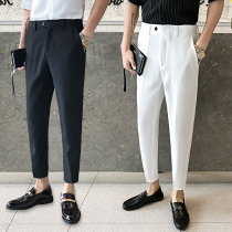 men's falling suit pants summer thin white ankle pants men's british style slim fit plus size casual pants trendy