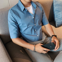 ins fake two slim shirt men spring and summer 2021 half sleeve stitching T-shirt casual Ruffian Handsome Mens Half sleeve coat