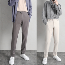 South Korea Net red tapered suit pants mens straight tube thin 2021 new autumn and winter students slim small feet casual trousers