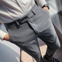 Mens non-iron business casual suit pants Ruby handsome trousers trend Korean slim foot drop feel plaid straight pants