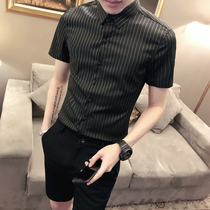 Inlen half sleeve shirt male summer ice silk cool and casual yuppie handsome short sleeve inch clothing Korean version sashimi blouses blouses