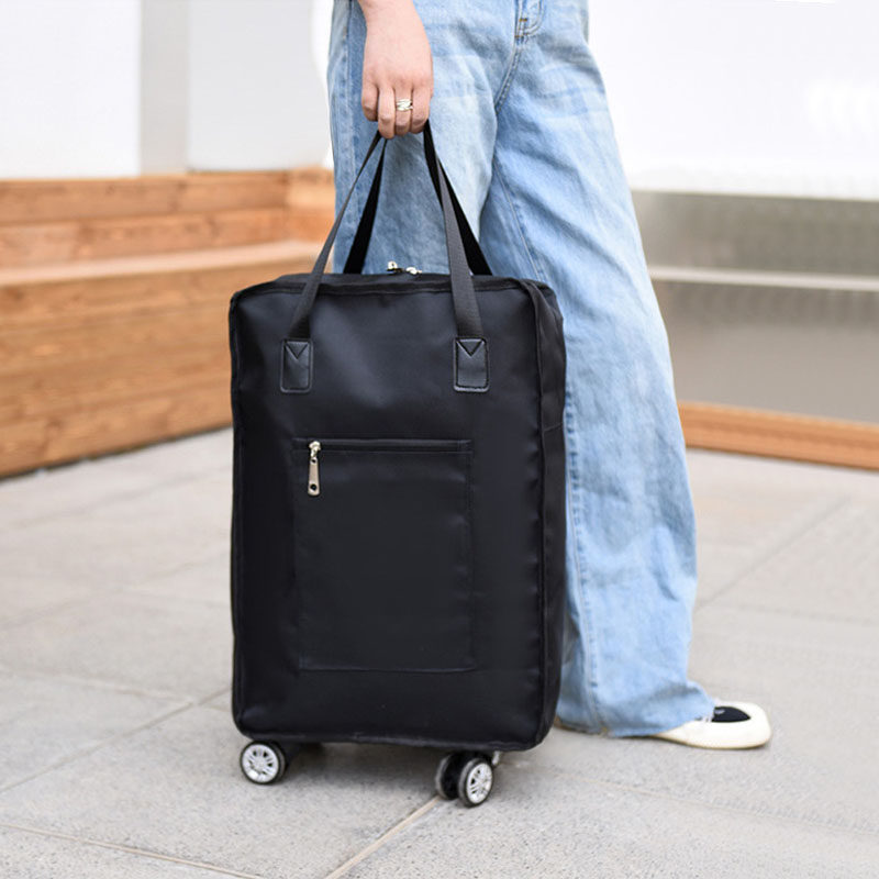 Large capacity travel package Wheel pull-free rod Oxford cloth folding handbag