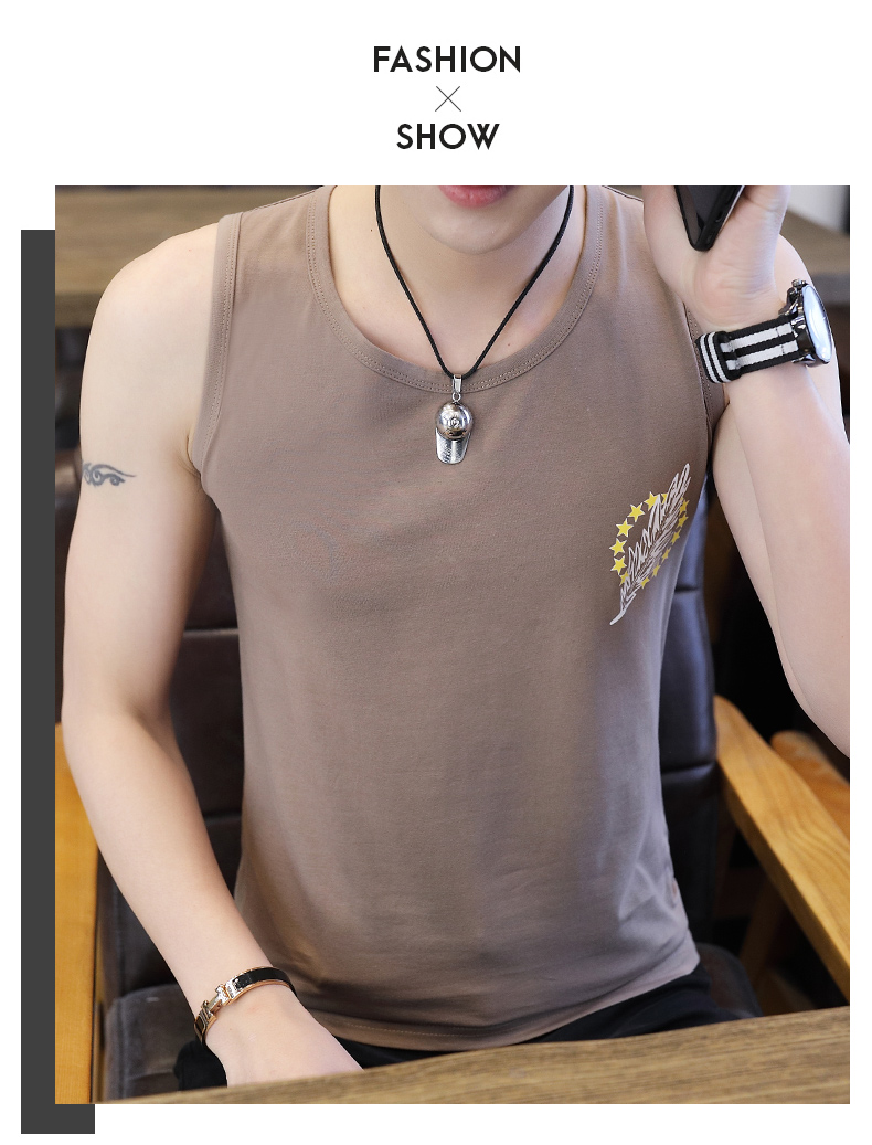 2 mảnh] vest thể thao nam thủy triều thương hiệu thể dục vest vai nam bóng rổ cá tính xu hướng mùa hè cotton không tay áo thun nam - Áo vest cotton áo vest da nam