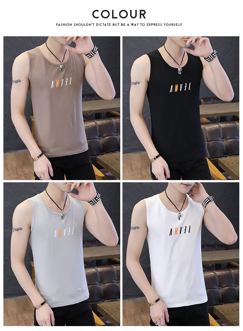 2 mảnh] vest thể thao nam thủy triều thương hiệu thể dục vest vai nam bóng rổ cá tính xu hướng mùa hè cotton không tay áo thun nam - Áo vest cotton áo vest da nam