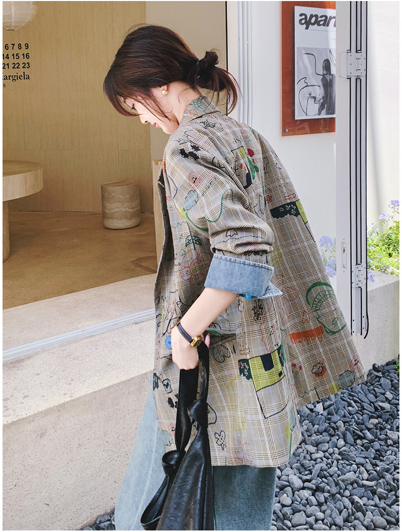 Цветной осенний дизайнерский пиджак классического кроя, тренд сезона, оверсайз 