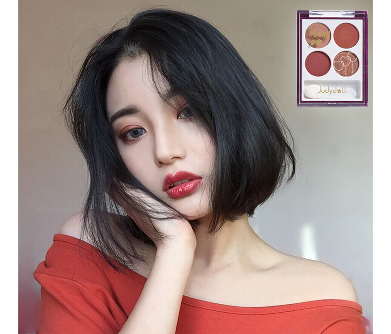 Judydoll cam 4 màu bốn màu khay phấn mắt hoa hồng bí ngô màu nâu rượu vang đỏ đậu cát ngọc trai màu xám tím đĩa tại chỗ - Bóng mắt phấn mắt nội địa trung