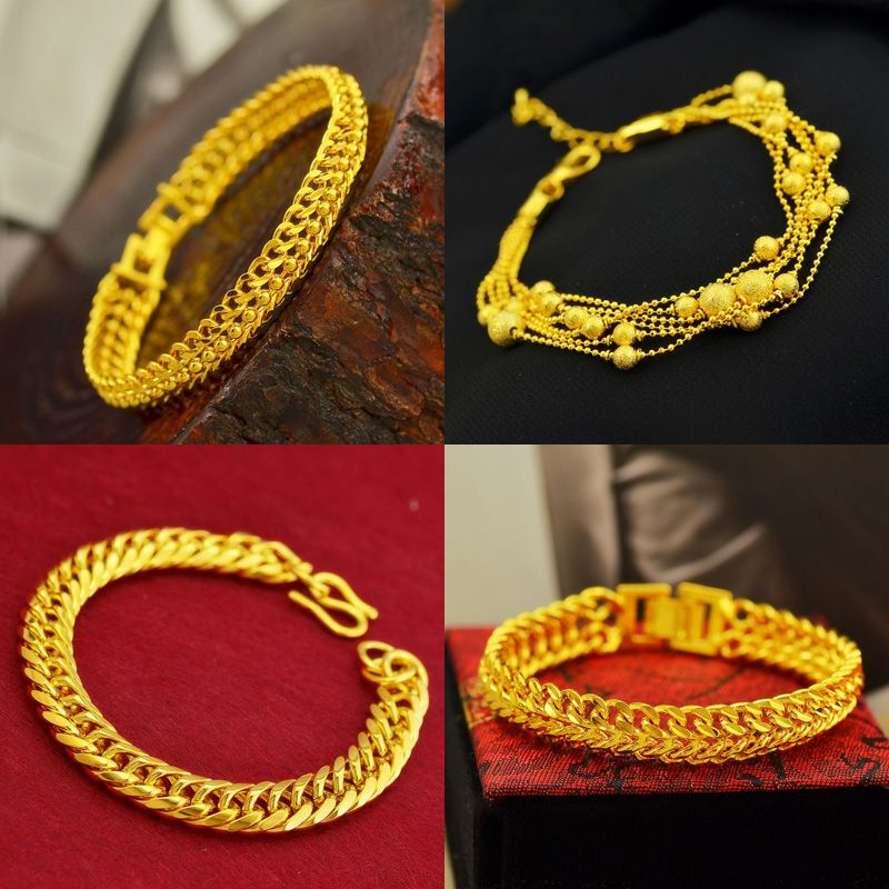 【Counter-Quality】Hong Kong Genuine Gold-Plated Bracelet for Men and Women, Gold-Plated Fortune Bead Bracelet for Women, Non-Fading 【Counter-Quality】Hong Kong Genuine Gold-Plated Bracelet for Men and Women, Gold-Plated Fortune Bead Bracelet for Women, Non-Fading