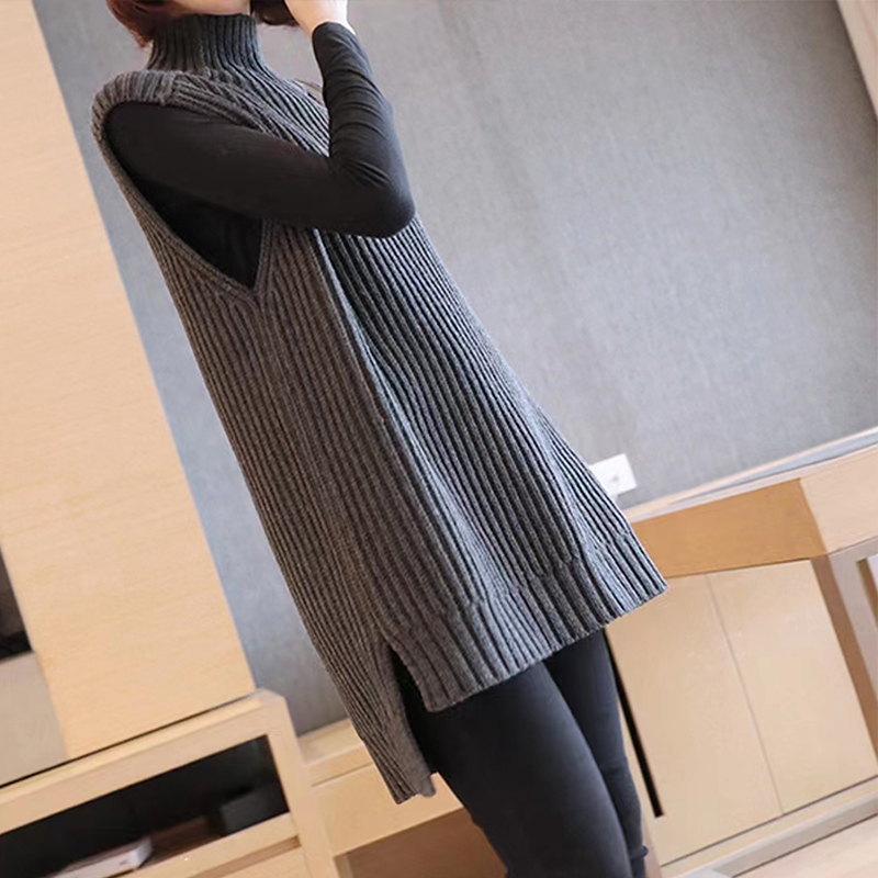 High-End Sweater for Women, Autumn and Winter Outerwear, Mid-Length, Loose, High-Neck, Sleeveless Vest, Knitted Base Shirt Top High-End Sweater for Women, Autumn and Winter Outerwear, Mid-Length, Loose, High-Neck, Sleeveless Vest, Knitted Base Shirt Top