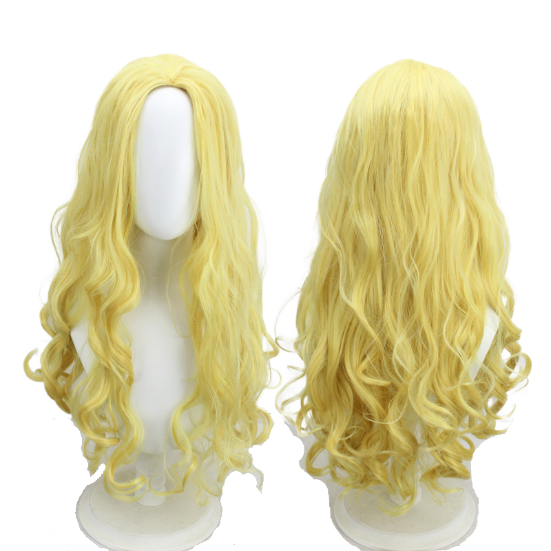 [Love Fire] Golden No Bangs Long Curly Hair Wang Zhaojun Elf Princess Cos Wig