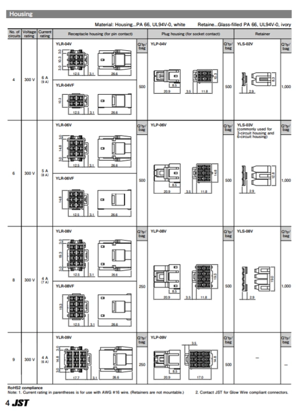 Đầu nối JST YLR-08V vỏ nhựa 8p đầu nối chính hãng nhập khẩu nguyên chiếc