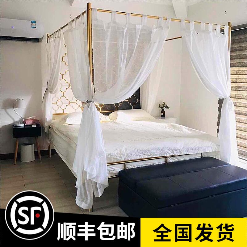 Wrought iron double bed 1 8 15 meters Nordic modern ins net red bed Family bed and breakfast Iron frame bed Gold single bed
