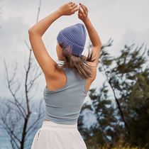 AlphaGym with chest pad half high neck vest female ins Net Red Sports Leisure Cotton solid color sleeveless T-shirt