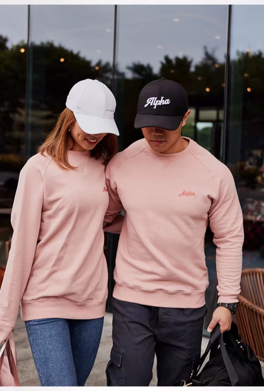 AlphaGym cộng với những người yêu thích nhung dày thêu tay áo raglan cổ tròn mùa thu và mùa đông thể thao áo len thể thao nam và nữ - Thể thao lông cừu / jumper bộ quần áo thu đông nam