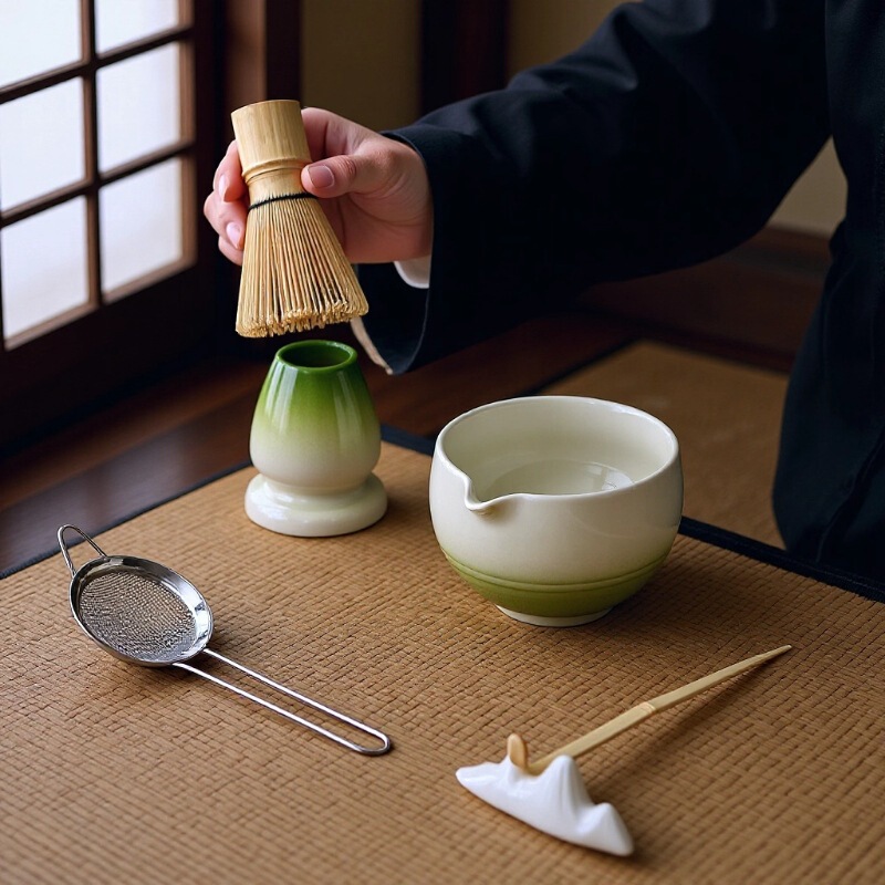 Ceramic Matcha Bowl Gradient Cross-Border Amazon Hot-Selling Japanese Matcha Tea Set Japanese-Style Matcha Stirring Set