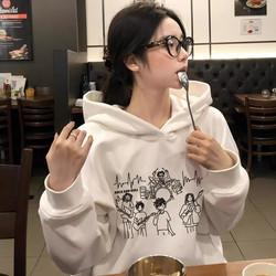 Preppy style White Hooded Sweatshirt Women's Spring & Fall Thin 2025 Best Selling Loose lazy style Cotton pullover Outwear