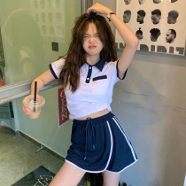 Salt Department Small Casual Sports Suit Woman Xia Xiu Body Display Slim College Wind Polo Collar Short Sleeve Shorts Two Sets