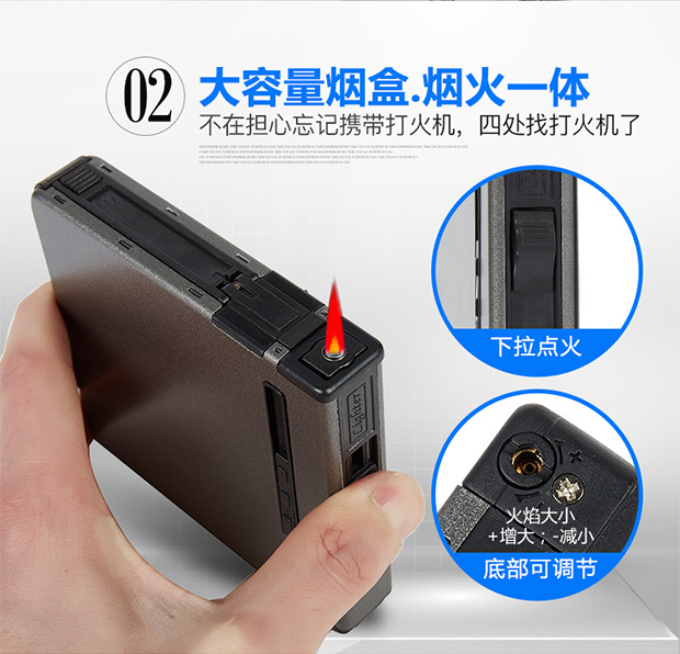 Bật lửa tích hợp bao thuốc lá 20 gậy cầm tay tự động cá tính sáng tạo siêu mỏng hợp kim nhôm thuốc lá nam - Bật lửa bật lửa đẹp giá rẻ