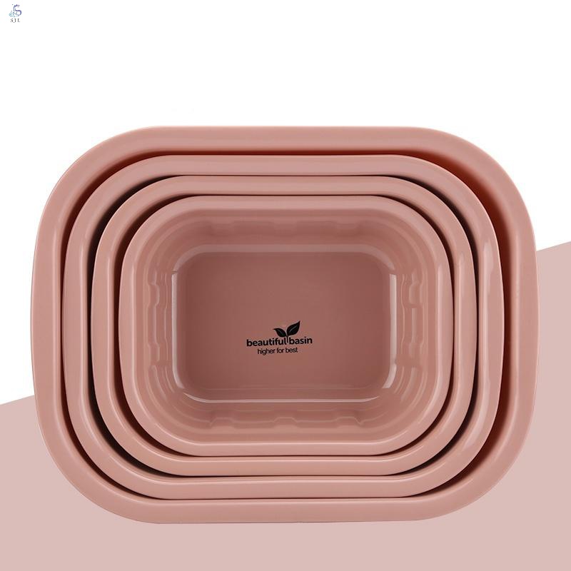 Plastic basin small big foot special washing clothes Xianzi bath dish face Rectangular copper pure household bucket set folding washing dishes