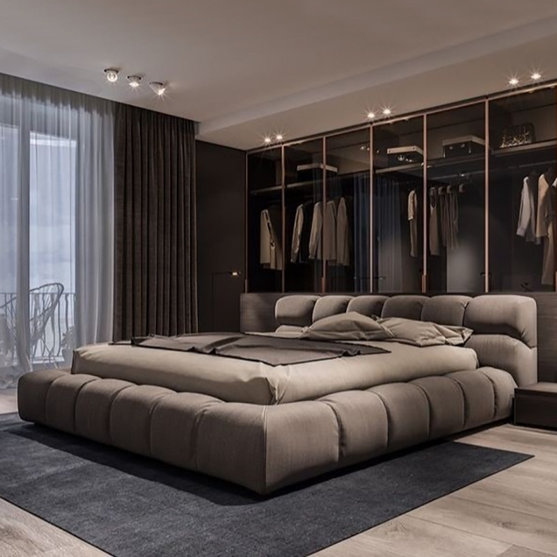 Wash-free technical fabric bed modern simple 2m x 2m big bed 200 x 220 master bedroom fabric tatami foam bed