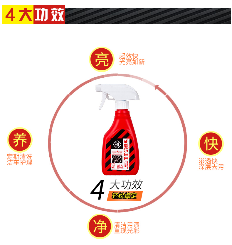 Xe bánh xe trung tâm làm sạch chất khử nhiễm mạnh làm sạch bột sắt tẩy cung cấp hợp kim nhôm vòng thép gỉ rỉ tẩy - Sản phẩm làm sạch xe chổi vệ sinh ô tô