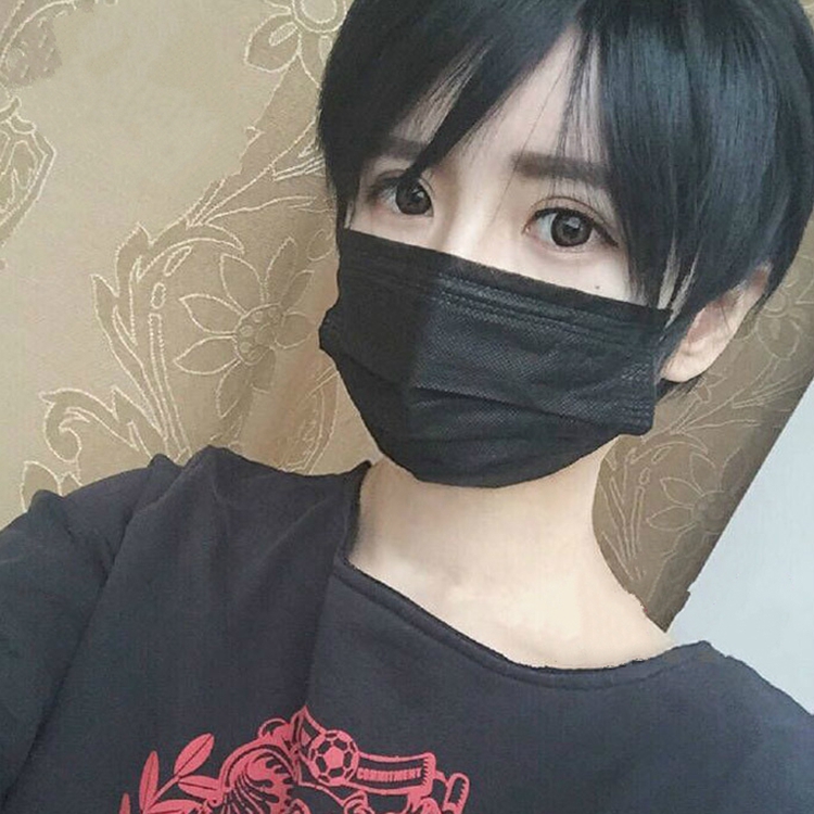 Two-dimensional anime cosplay hairstyle Broken long bangs wig Men's and women's black fake hair Pseudo-positive too short straight hair