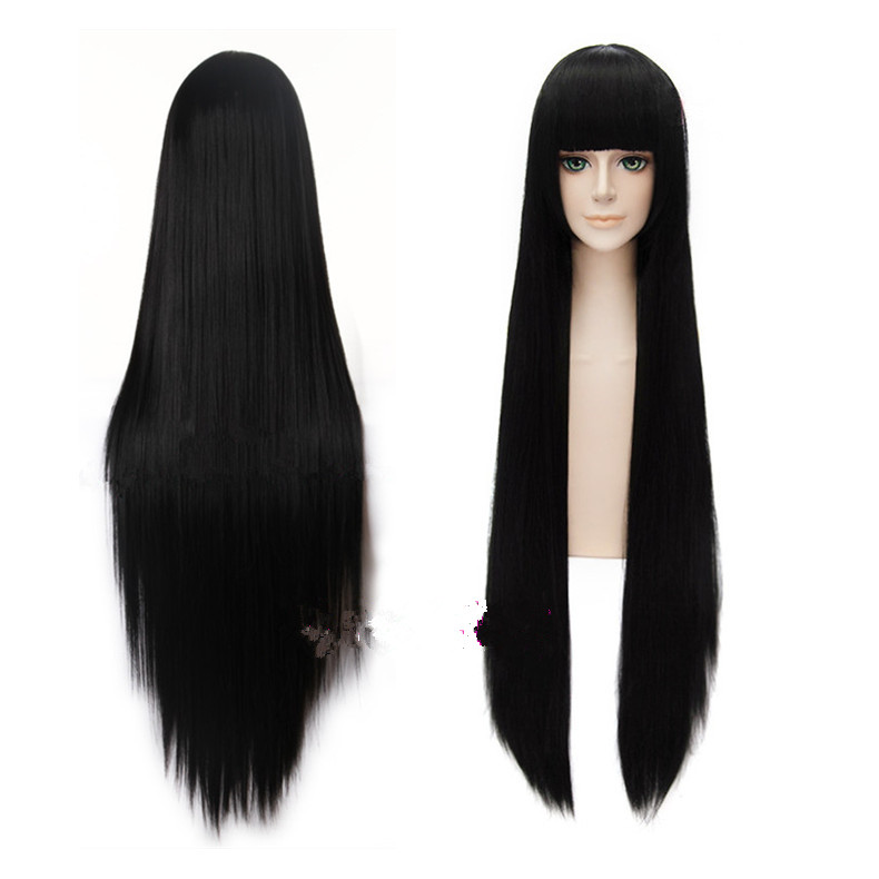 Anime costume cos wig long straight hair Qi oblique bangs 100cm ladies dance party film and television Yan Mo love performance hairstyle