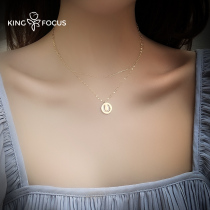 Gold coin silver double layer light luxury necklace female summer sterling silver light luxury niche design sense 2021 New choker