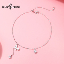 Butterfly anklet chain children summer 925 sterling silver women sexy Net red 2021 New Birthday Gift foot decoration fairy