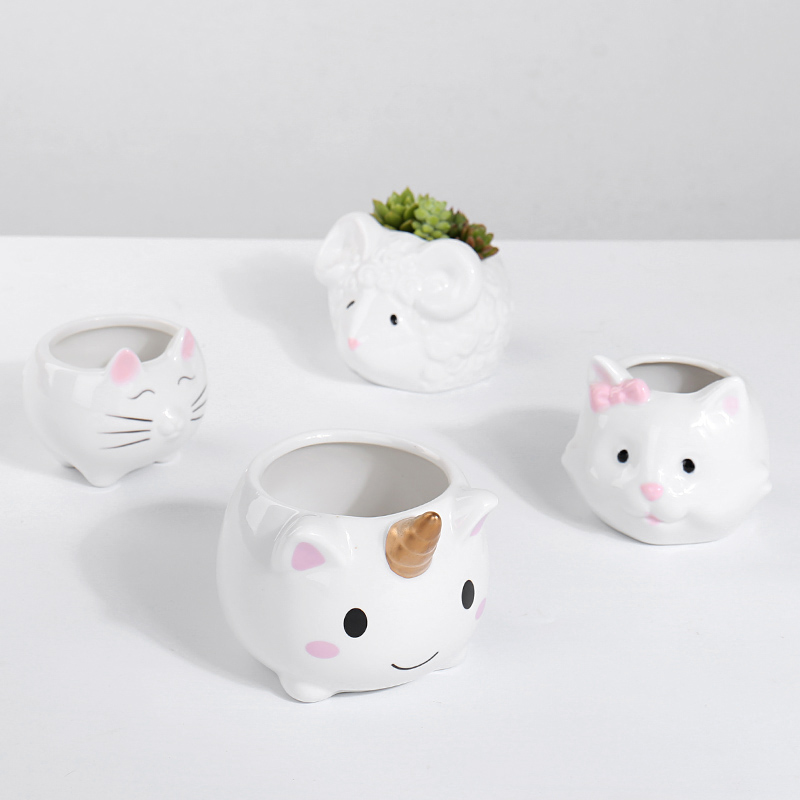 Little like cat white animal flowerpot more meat sheep ceramic creative move and lovely delicate and special offer a clearance Nordic style