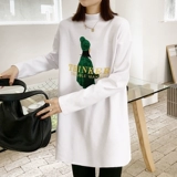 Белая цветная приятная телу осенняя бархатная футболка, лонгслив, высокий воротник, в западном стиле, 2023, свободный крой